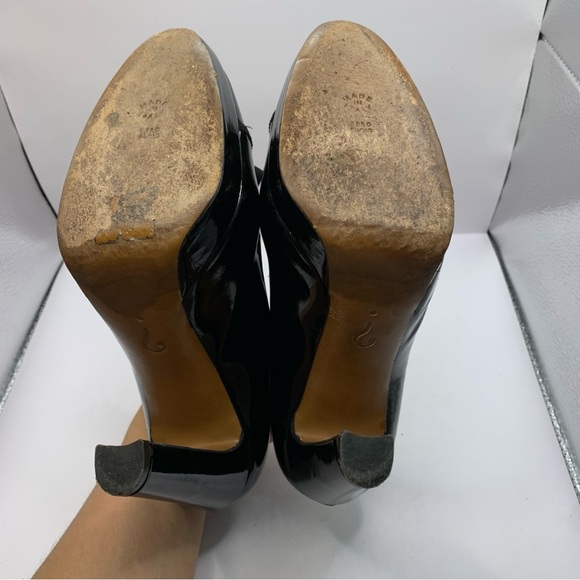 Moschino PATENT LEATHER HEELS black Oxford lace women’s size EU 37.5 US 7.5 - Picture 9 of 10